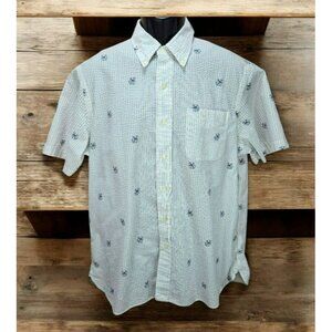 Ralph Lauren Mens Nautical Print Seersucker Button-Down Shirt Large